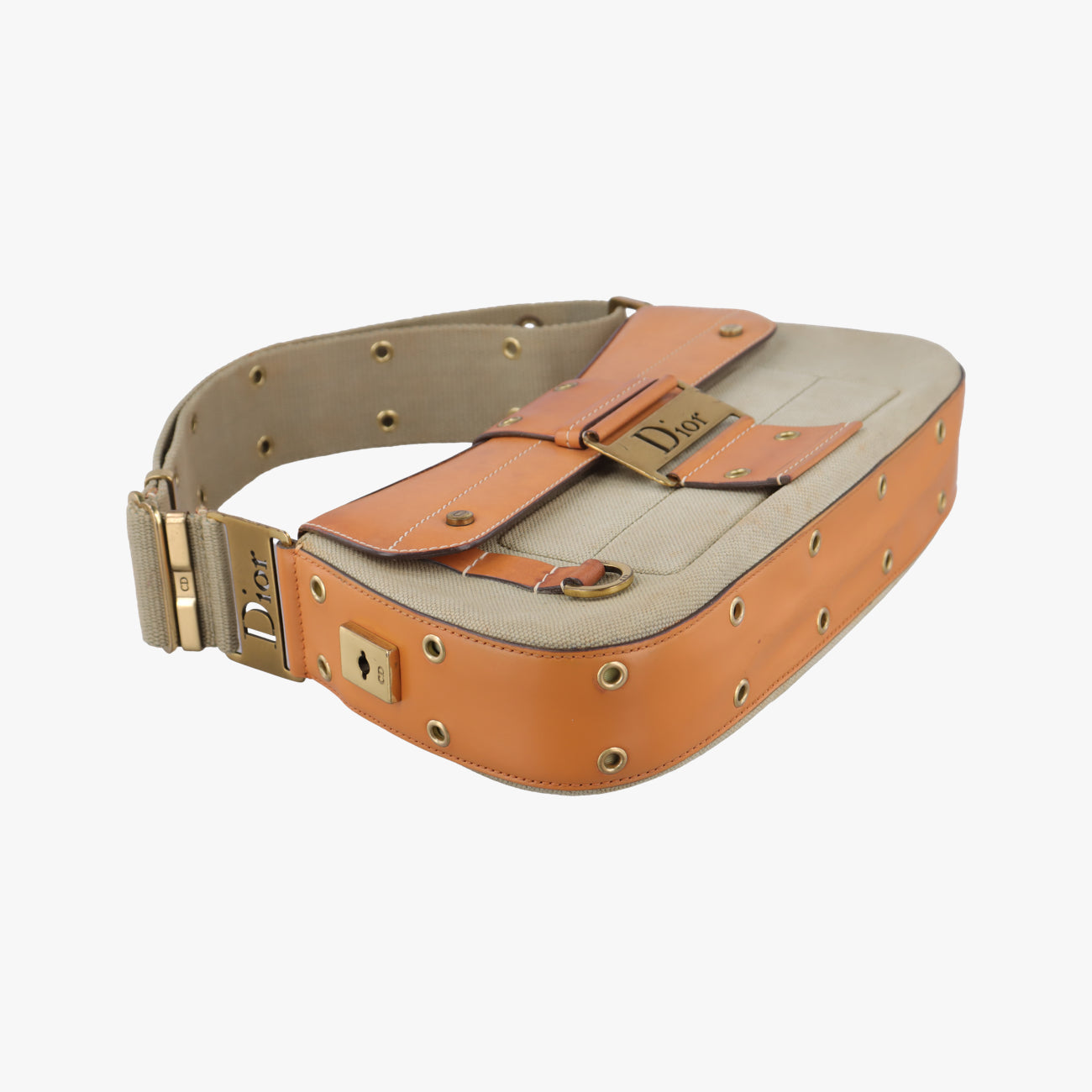 Pre-owned Christian Dior Street Chic Columbus Cargo Beige×brown Canvas×leather  handbag | stylenewstar