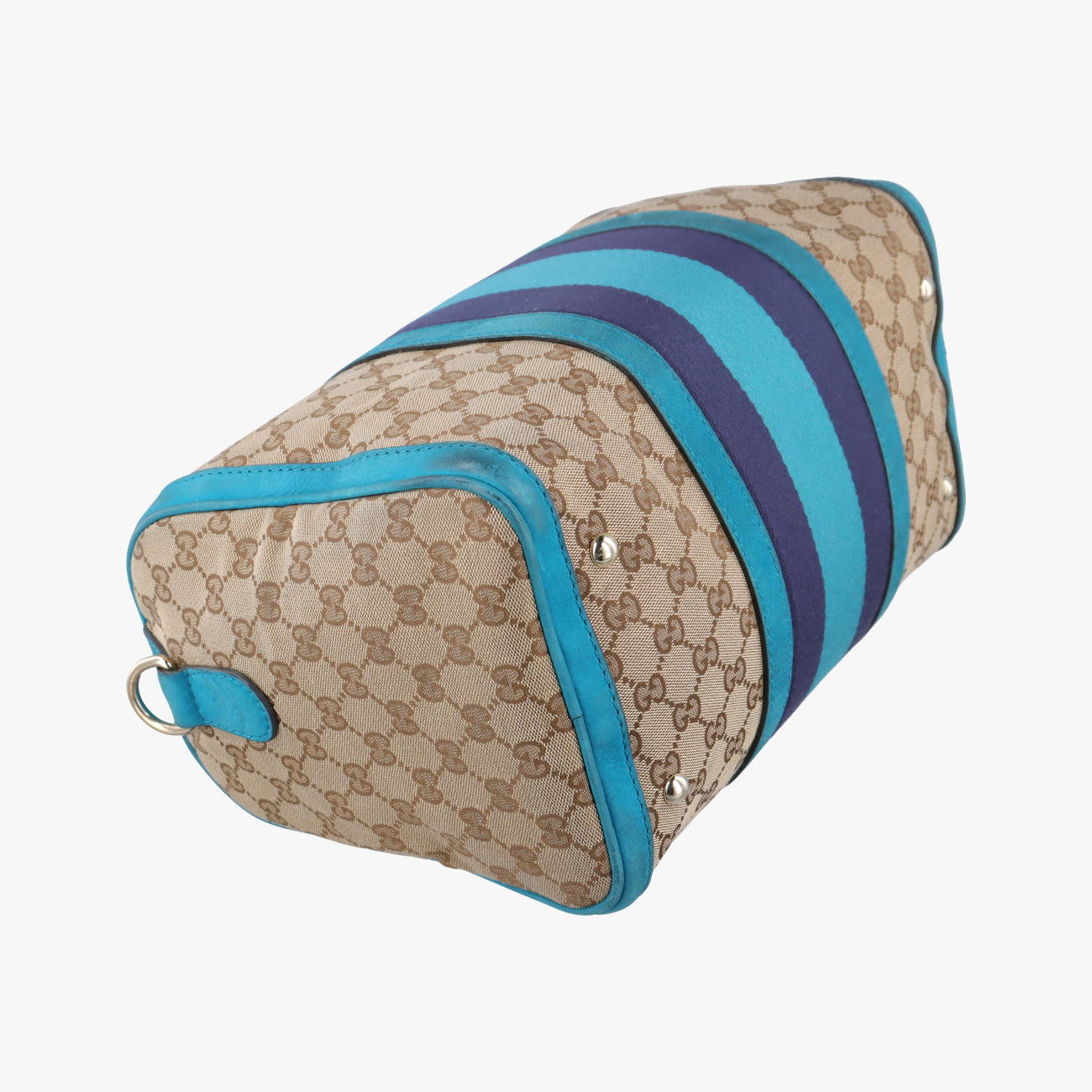 Pre-owned Gucci Sherry Line Beige x Blue x Navy PVC coated canvas 247205 shoulderbag | stylenewstar