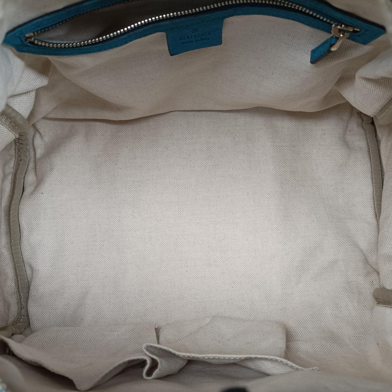 Pre-owned Gucci Sherry Line Beige x Blue x Navy PVC coated canvas 247205 shoulderbag | stylenewstar