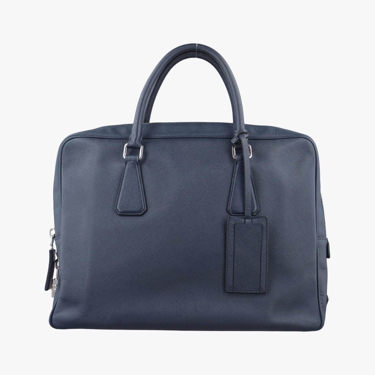 Pre-owned Prada Briefcase Navy SAFFIANO Leather VS305M handbag | stylenewstar