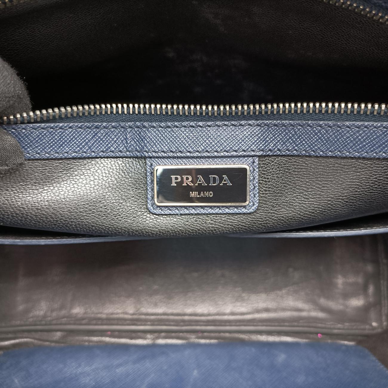 Pre-owned Prada Briefcase Navy SAFFIANO Leather VS305M handbag | stylenewstar