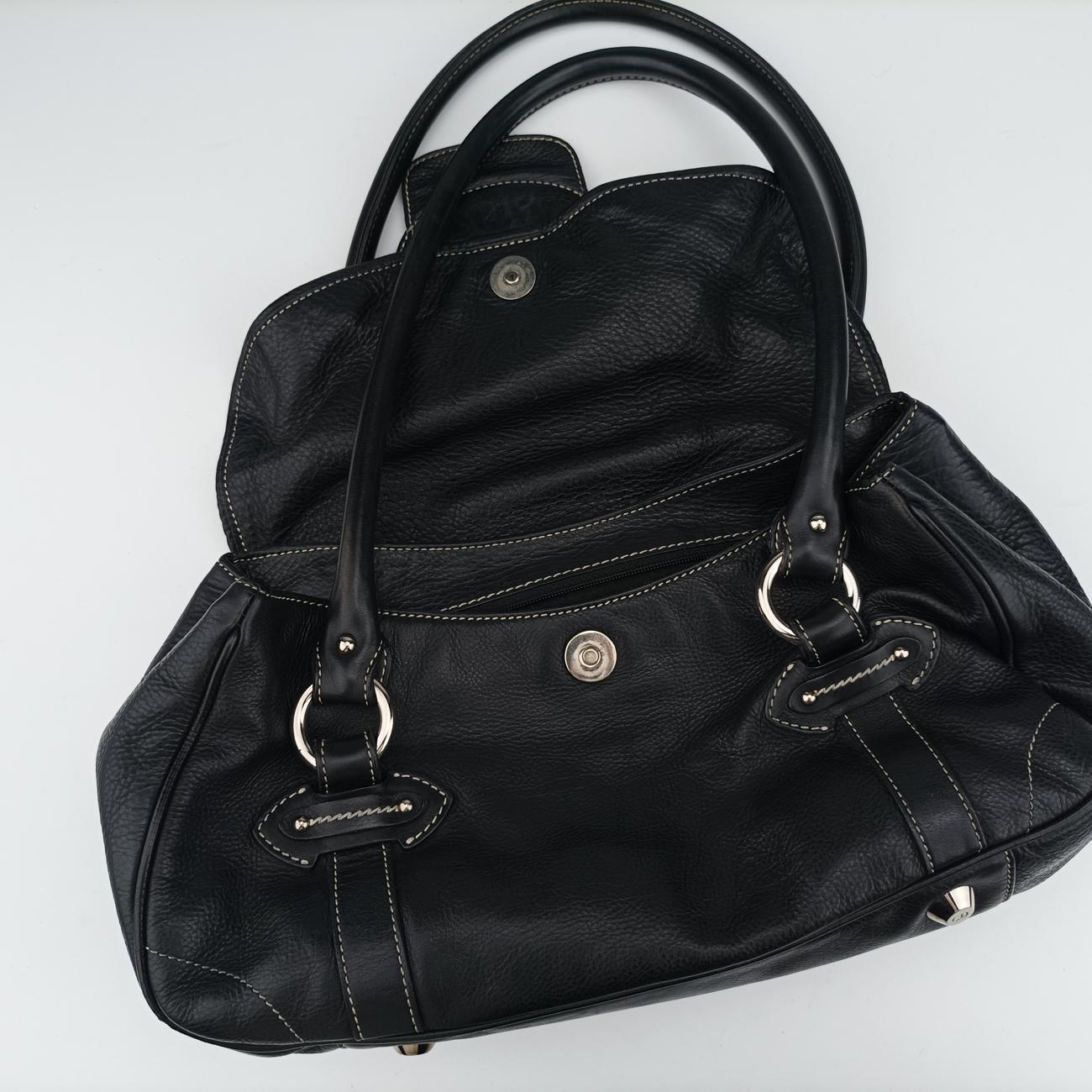 Pre-owned Christian Dior CD logo Black Leather  shoulderbag | stylenewstar