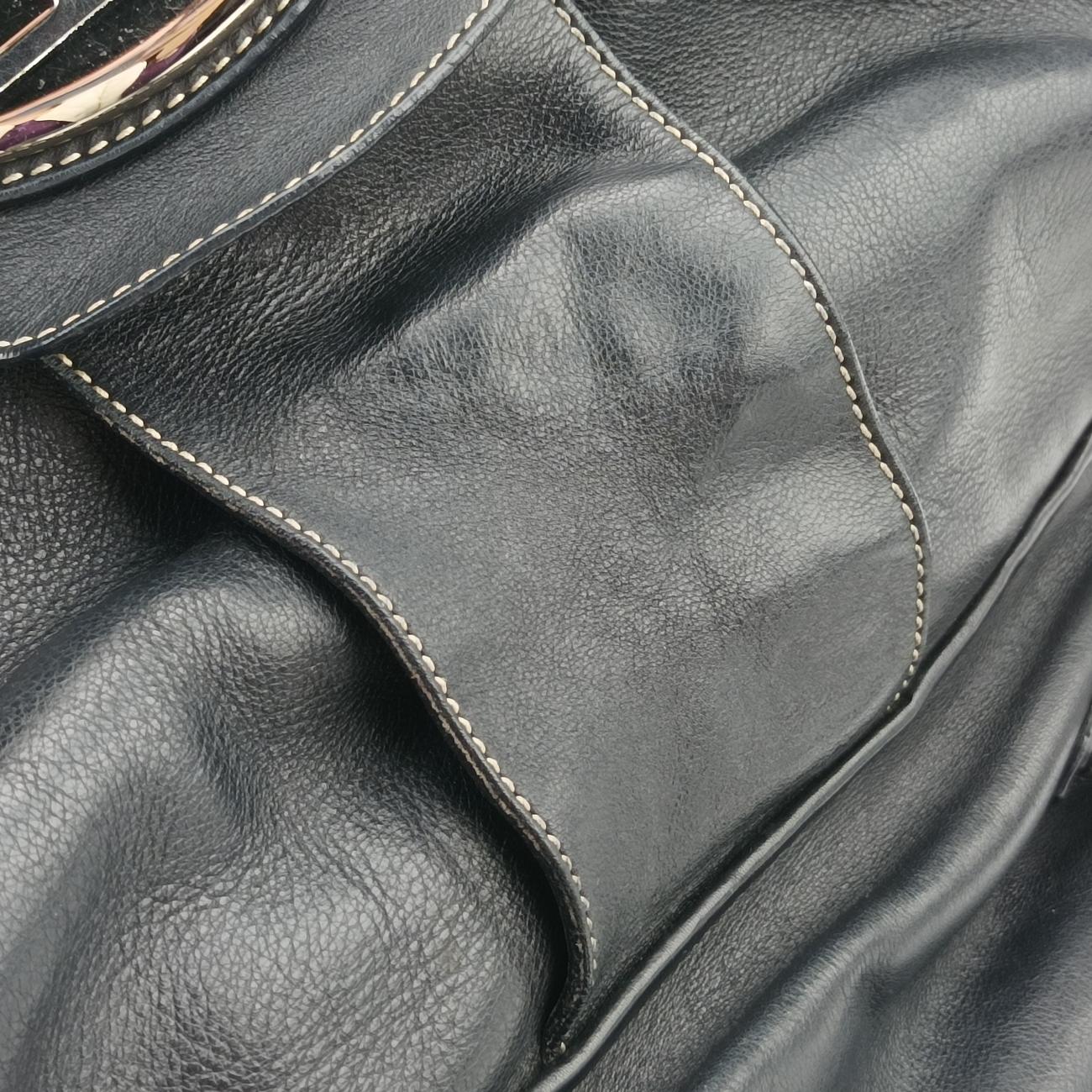 Pre-owned Christian Dior CD logo Black Leather  shoulderbag | stylenewstar