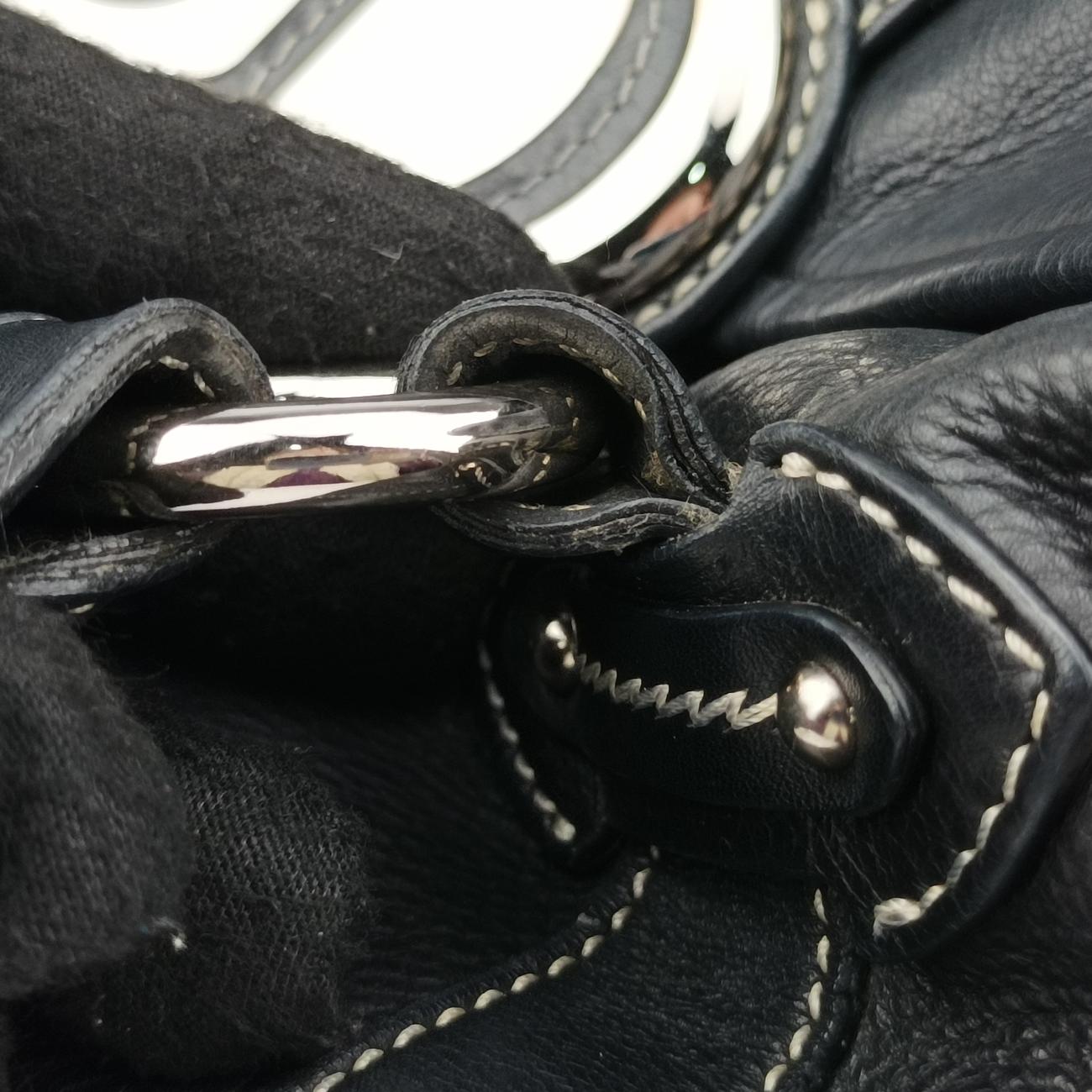 Pre-owned Christian Dior CD logo Black Leather  shoulderbag | stylenewstar