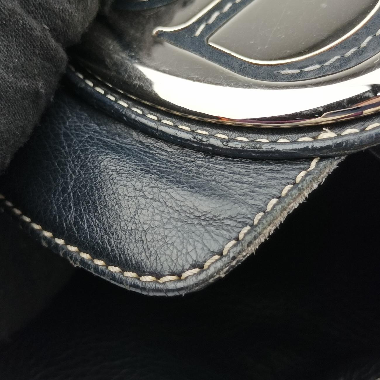 Pre-owned Christian Dior CD logo Black Leather  shoulderbag | stylenewstar