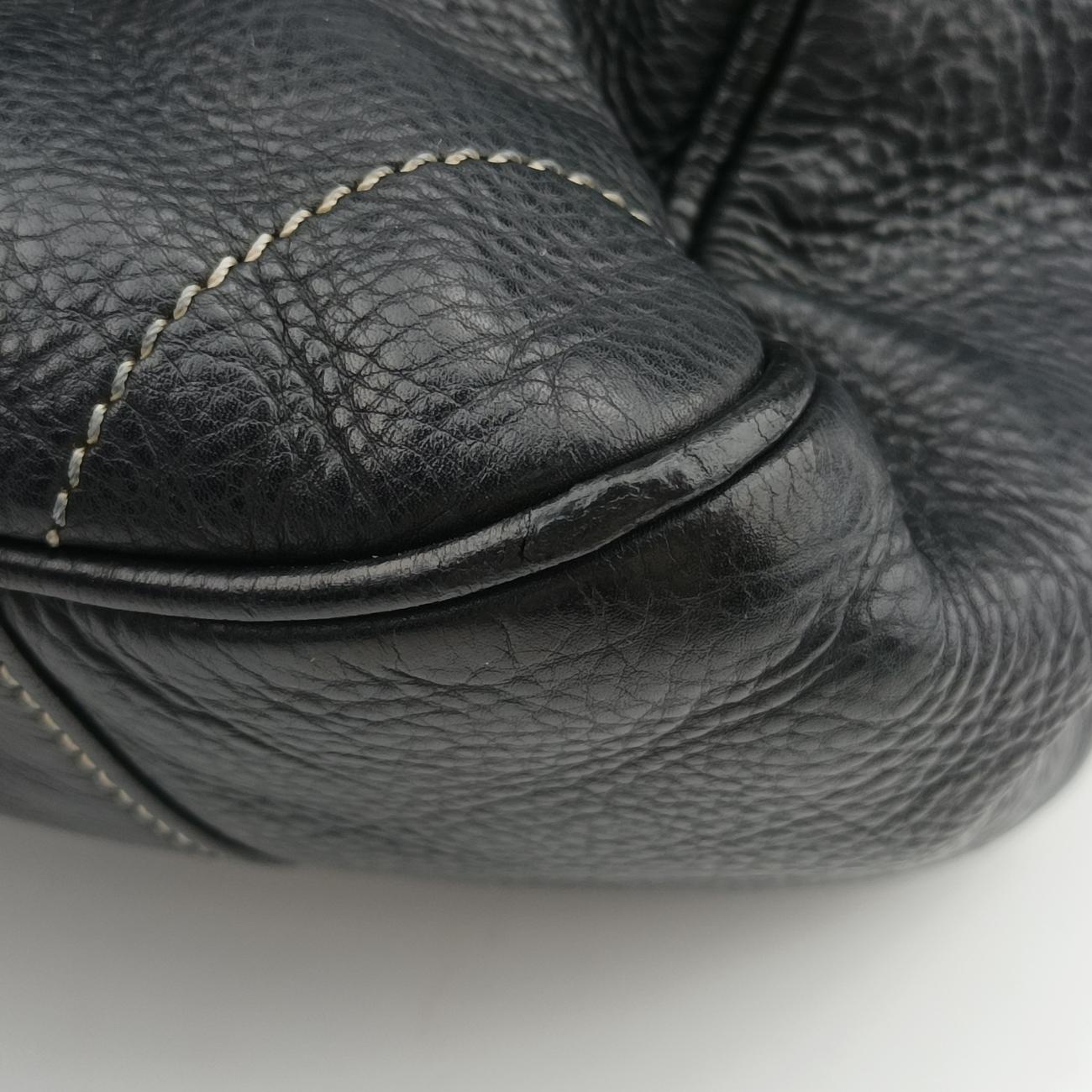 Pre-owned Christian Dior CD logo Black Leather  shoulderbag | stylenewstar