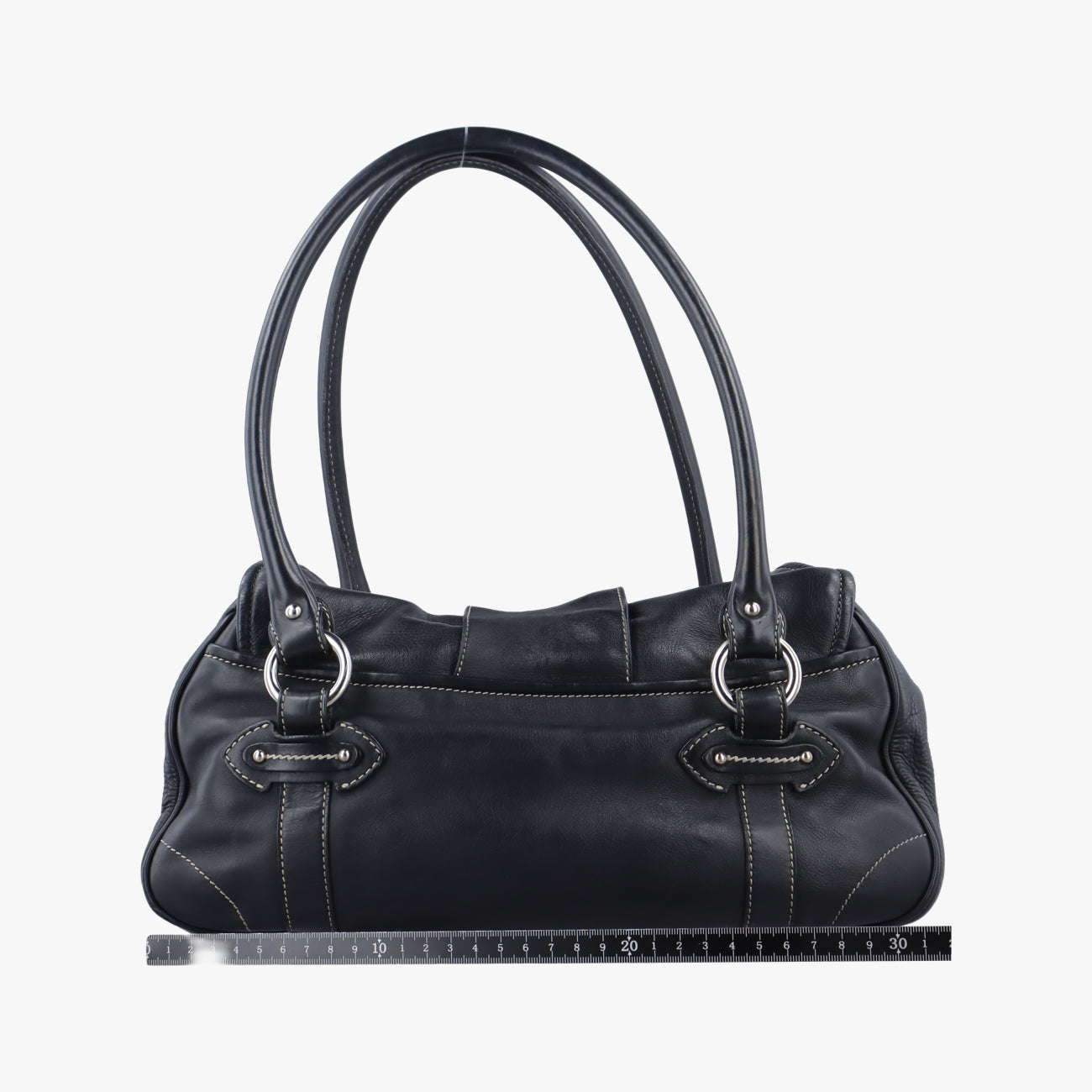 Pre-owned Christian Dior CD logo Black Leather  shoulderbag | stylenewstar