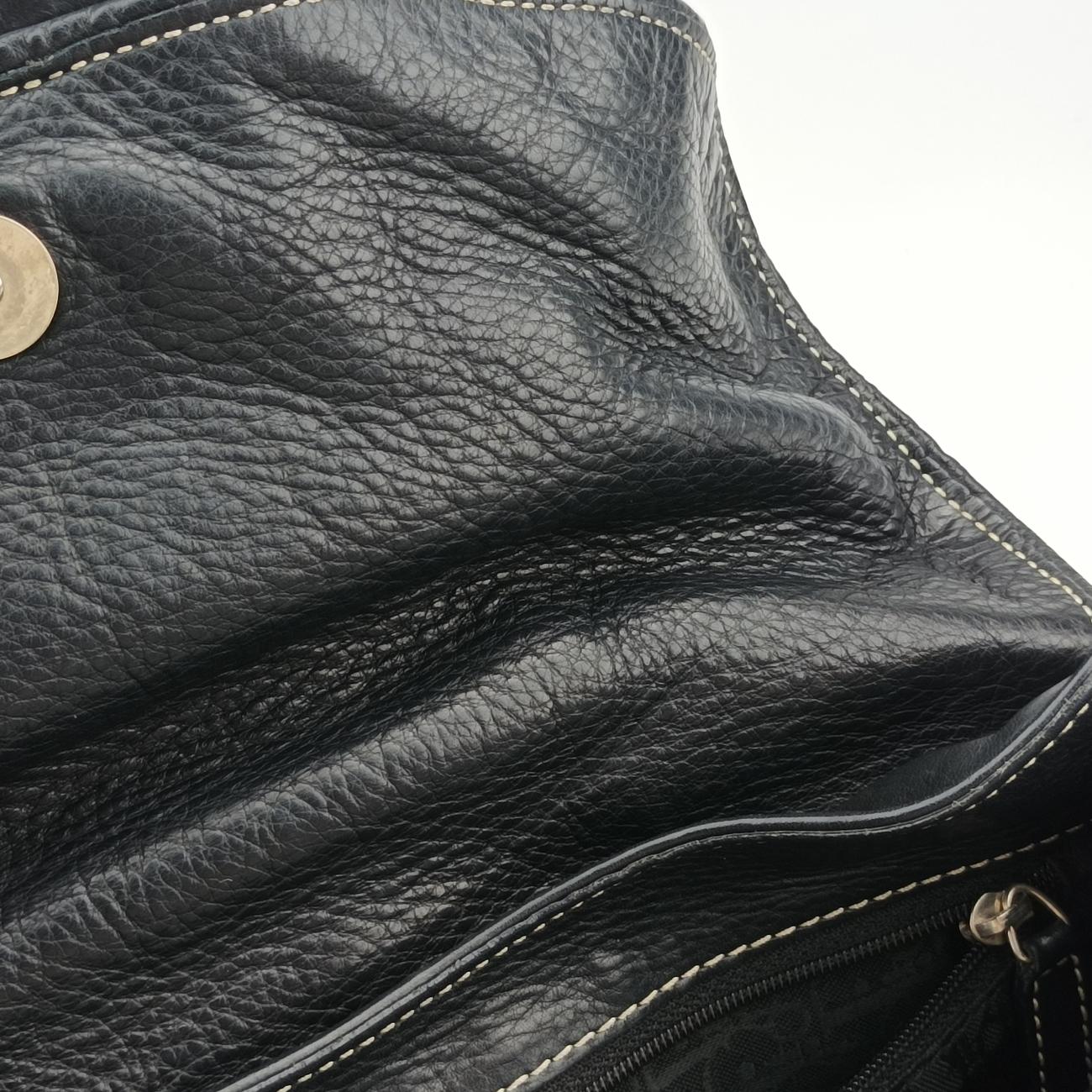 Pre-owned Christian Dior CD logo Black Leather  shoulderbag | stylenewstar