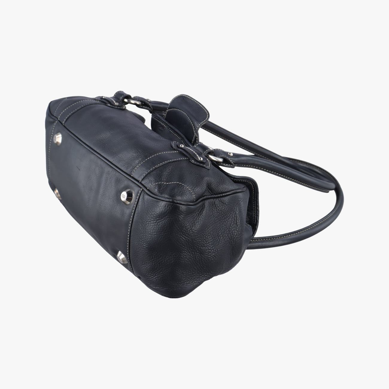 Pre-owned Christian Dior CD logo Black Leather  shoulderbag | stylenewstar