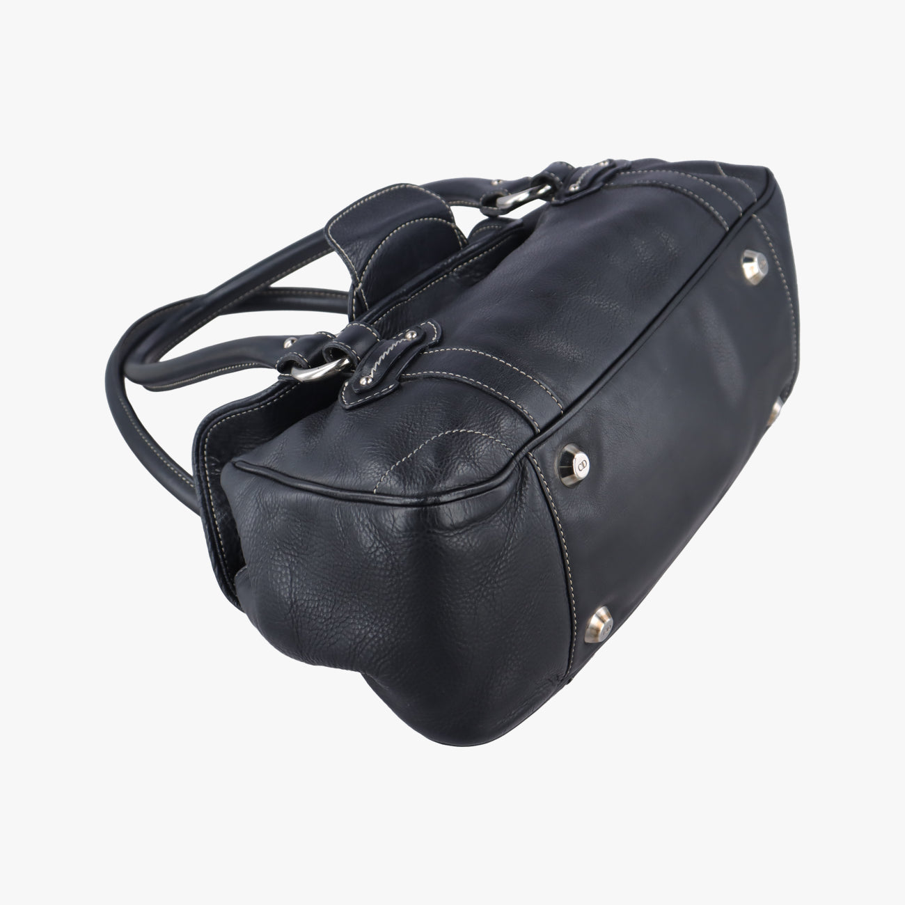 Pre-owned Christian Dior CD logo Black Leather  shoulderbag | stylenewstar