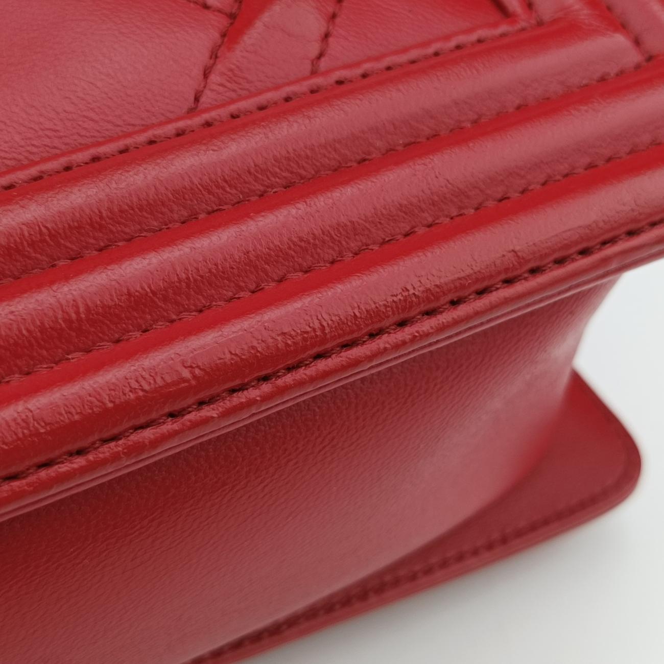 Pre-owned Chanel BOY CHANEL Red lambskin A66094 shoulderbag | stylenewstar