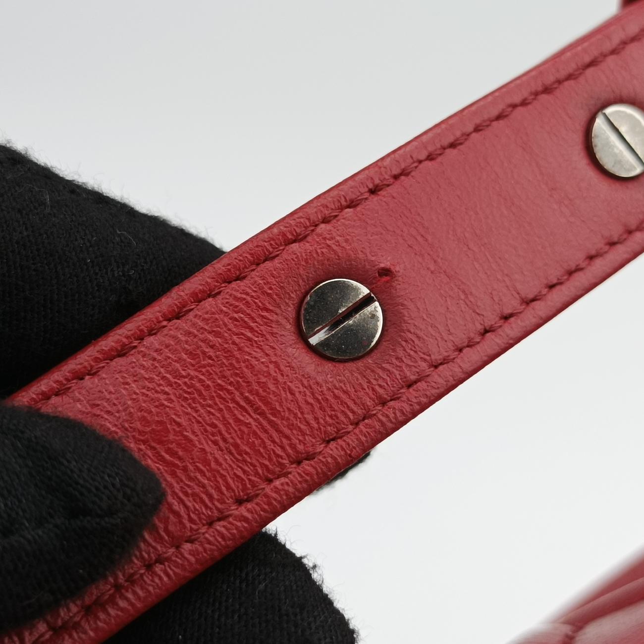 Pre-owned Chanel BOY CHANEL Red lambskin A66094 shoulderbag | stylenewstar