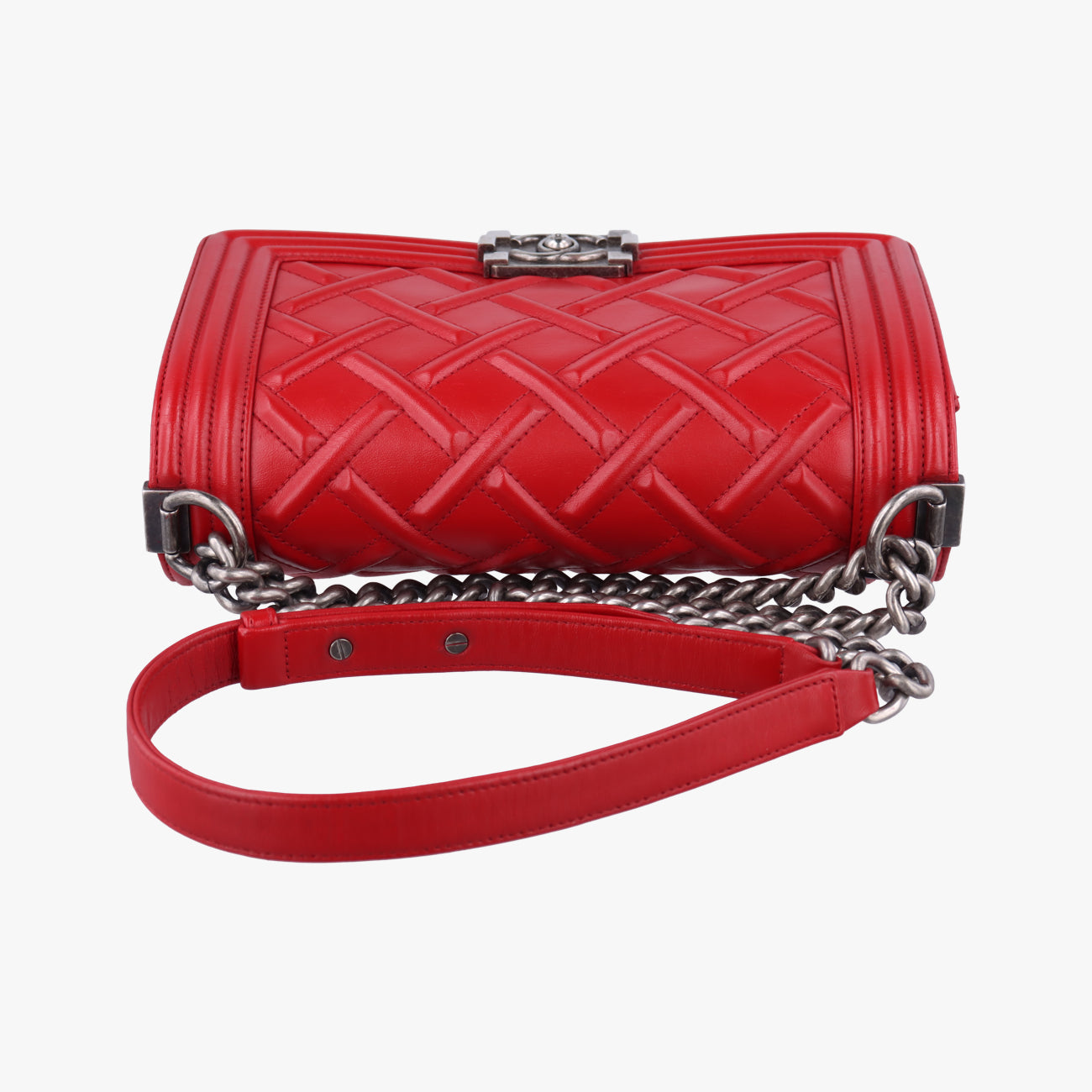 Pre-owned Chanel BOY CHANEL Red lambskin A66094 shoulderbag | stylenewstar