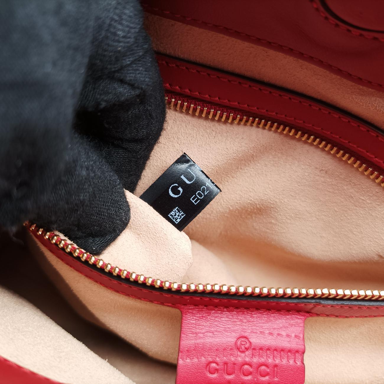 Pre-owned Gucci Bamboo Web Nymphaea Red Leather 459076 shoulderbag | stylenewstar