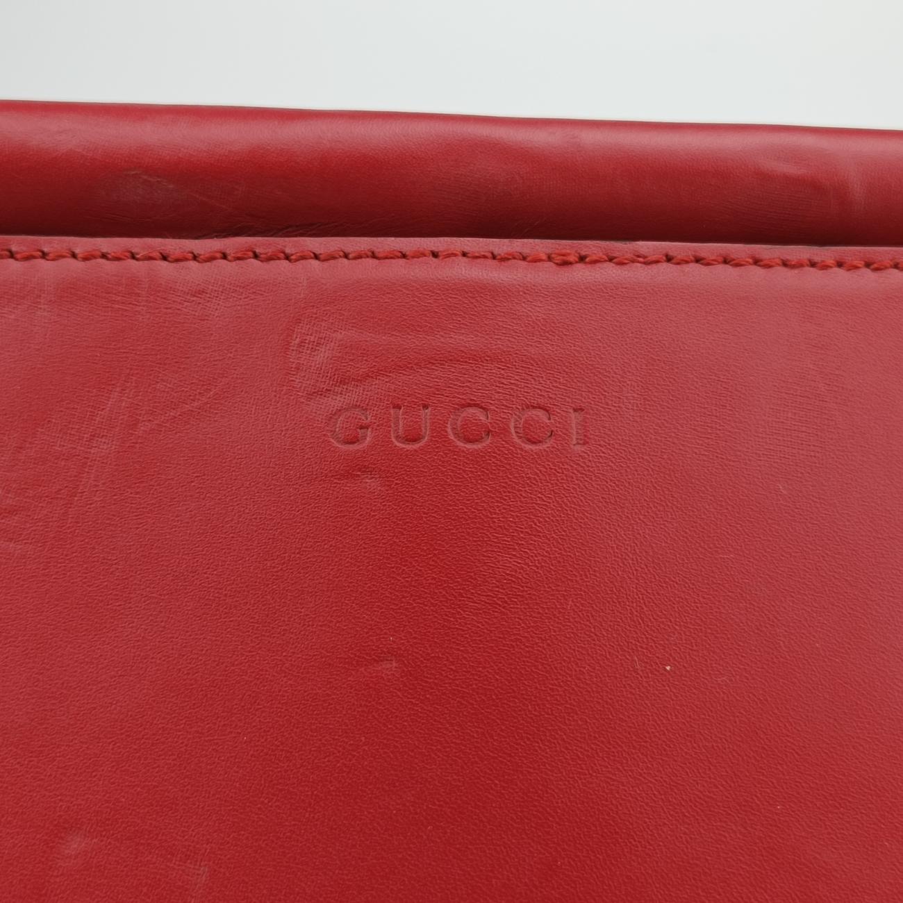 Pre-owned Gucci Bamboo Web Nymphaea Red Leather 459076 shoulderbag | stylenewstar