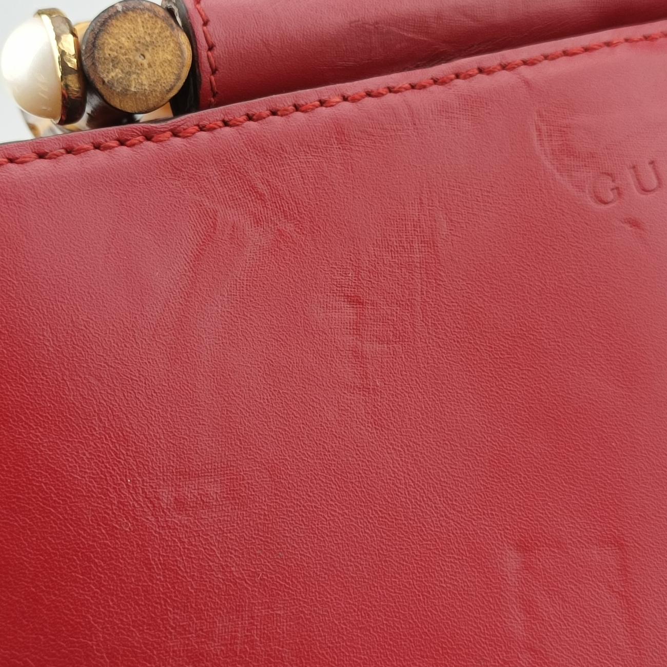 Pre-owned Gucci Bamboo Web Nymphaea Red Leather 459076 shoulderbag | stylenewstar