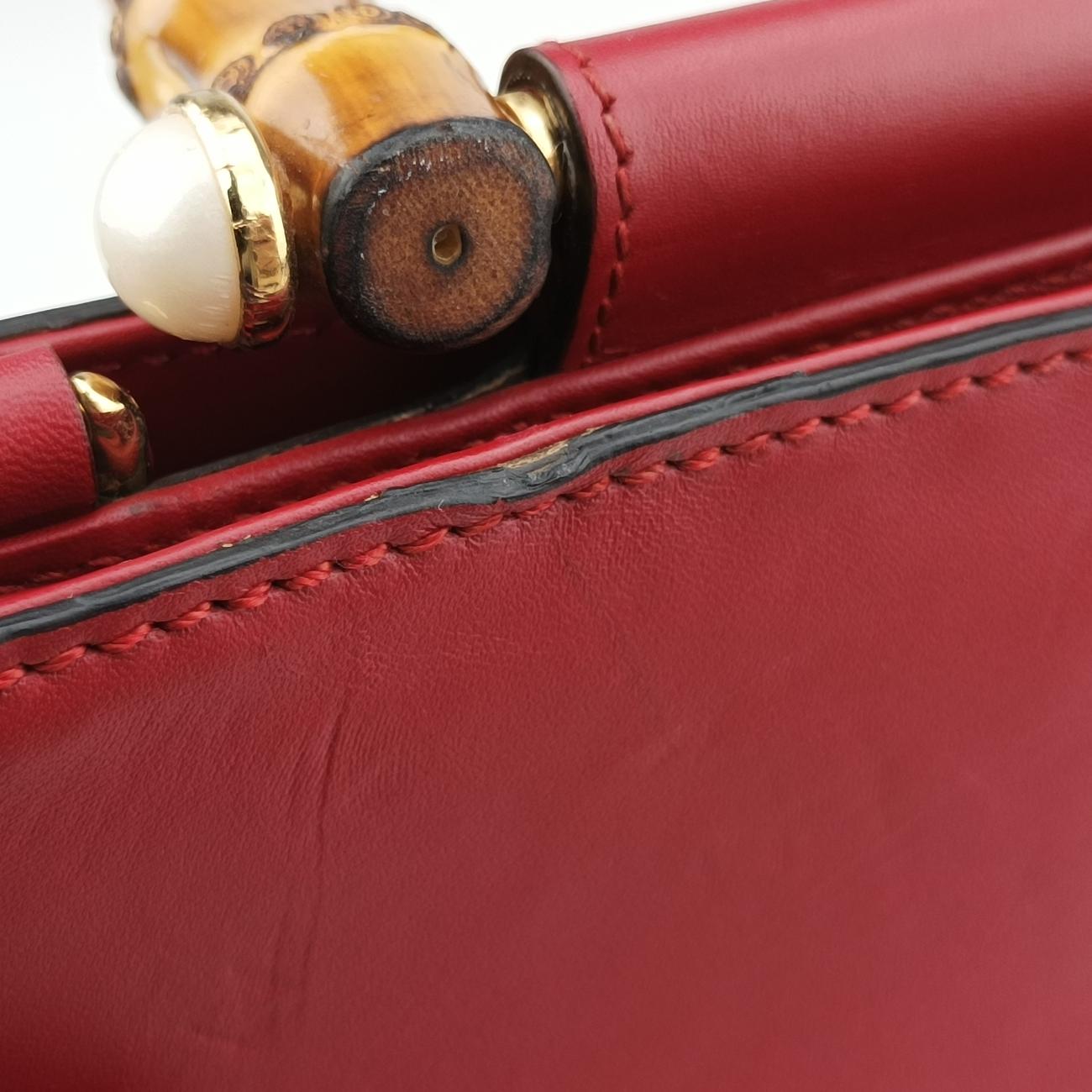 Pre-owned Gucci Bamboo Web Nymphaea Red Leather 459076 shoulderbag | stylenewstar