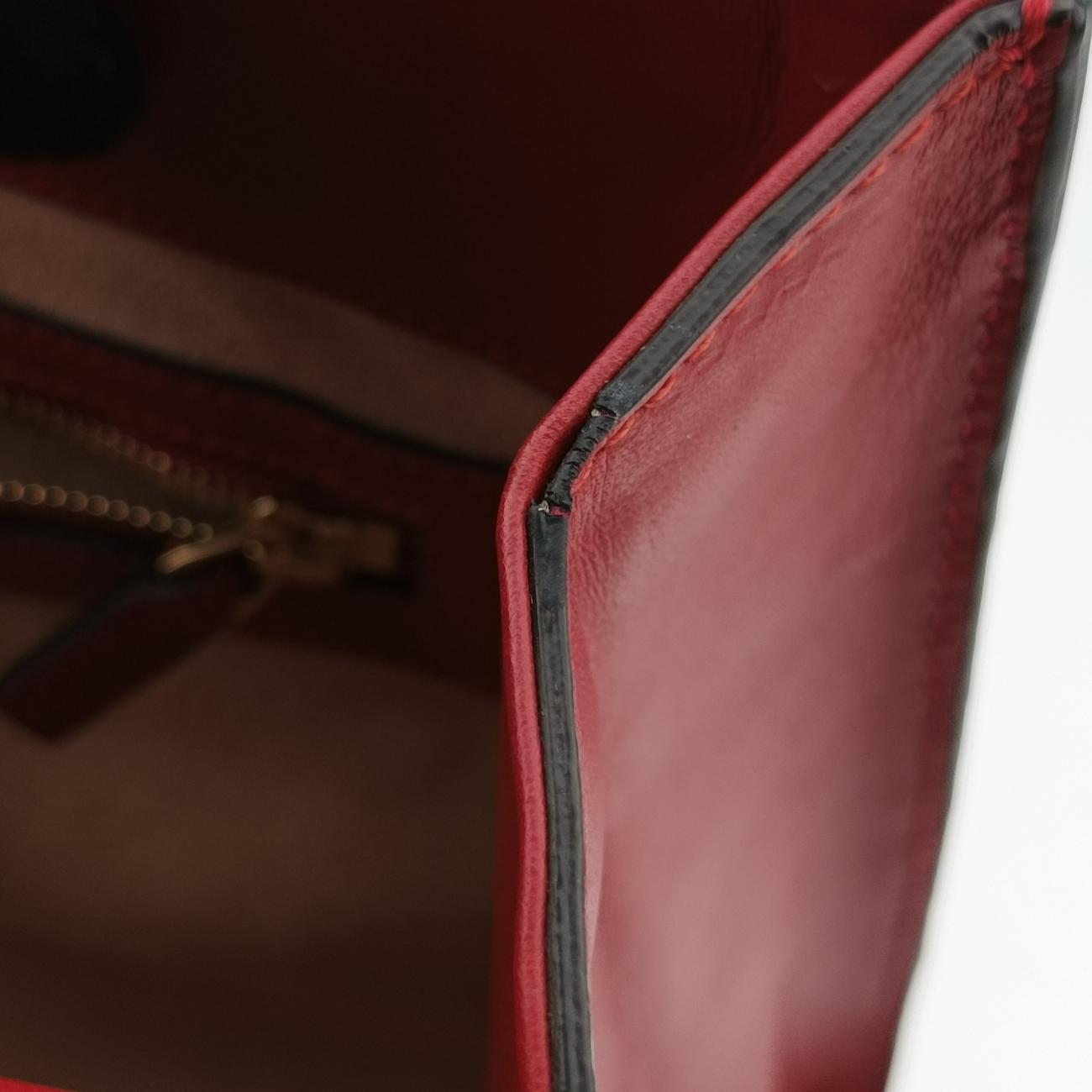 Pre-owned Gucci Bamboo Web Nymphaea Red Leather 459076 shoulderbag | stylenewstar