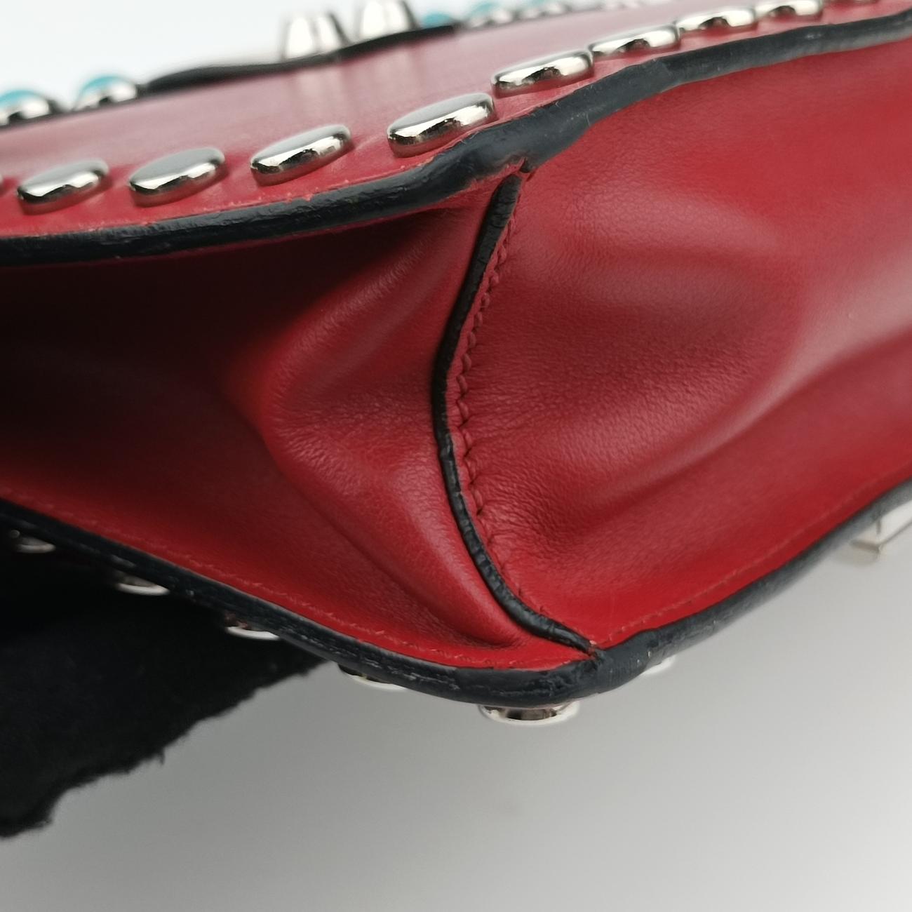 Pre-owned Prada Comic Print Black x Red x Multicolor leather 1BD121 shoulderbag | stylenewstar