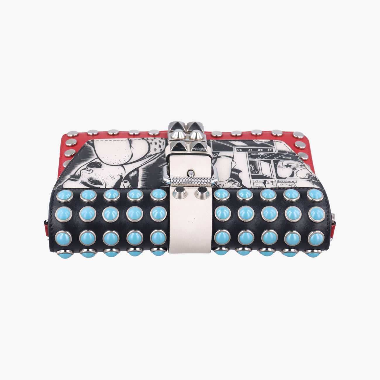 Pre-owned Prada Comic Print Black x Red x Multicolor leather 1BD121 shoulderbag | stylenewstar