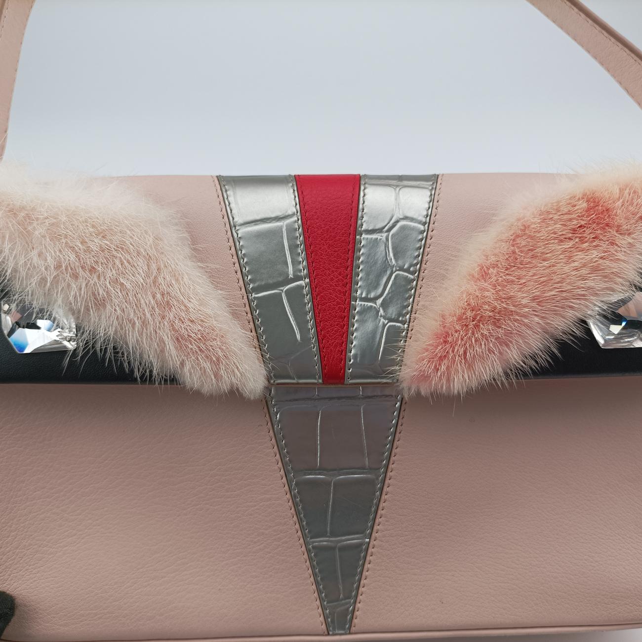 Secondhand Fendi BAGUETTE Pink×multicolor Leather 8BR600 handbag | stylenewstar