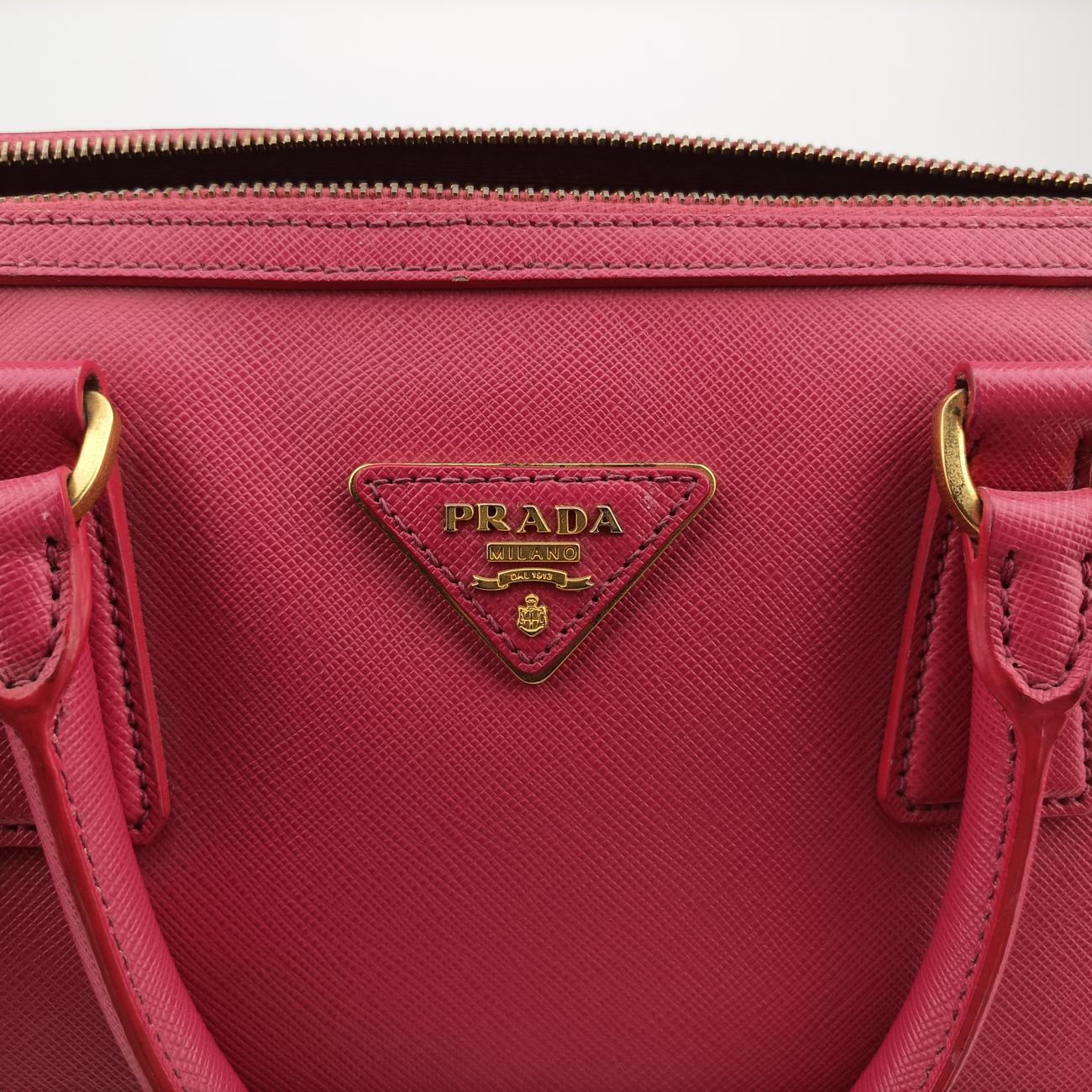 Pre-owned Prada Mini Boston Bowler Pink SAFFIANO Leather BL0823 shoulderbag | stylenewstar