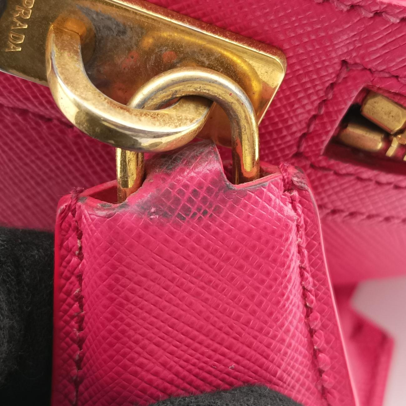 Pre-owned Prada Mini Boston Bowler Pink SAFFIANO Leather BL0823 shoulderbag | stylenewstar