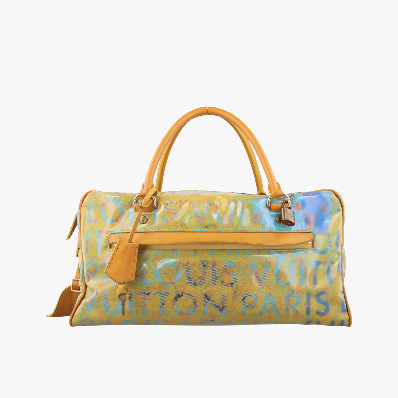 Pre-owned Louis Vuitton Richard Prince Collection Weekender PM Jaune Monogram Pulp M95733 handbag | stylenewstar