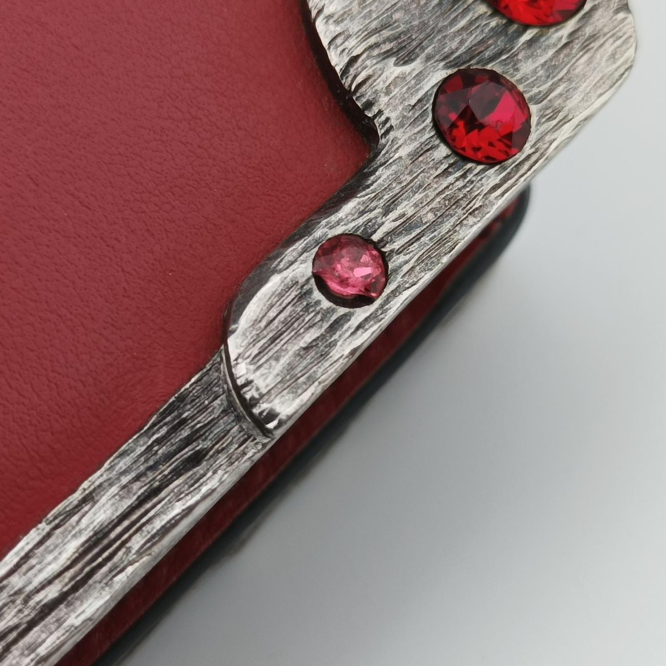 Pre-owned Prada Cahier Red×Black Leather 1BH018 shoulderbag | stylenewstar