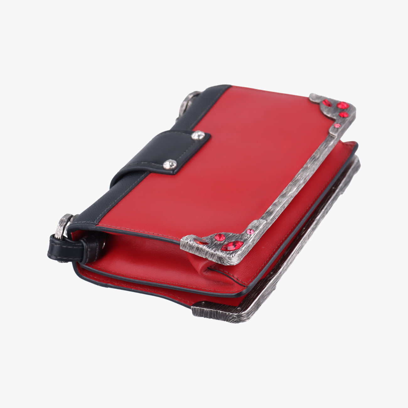 Pre-owned Prada Cahier Red×Black Leather 1BH018 shoulderbag | stylenewstar