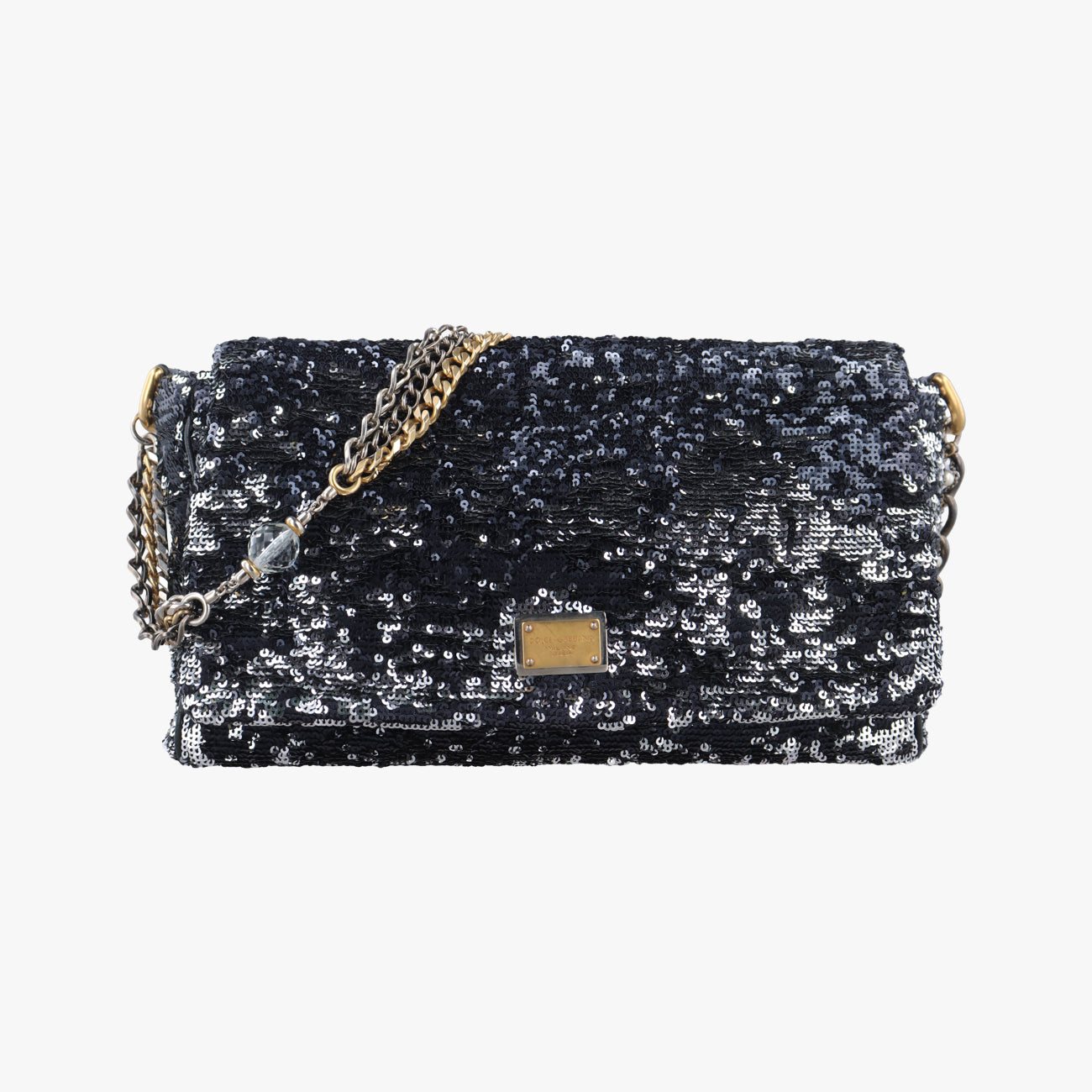 Pre-owned Dolce & Gabbana Miss Charles Black Sequins  shoulderbag | stylenewstar
