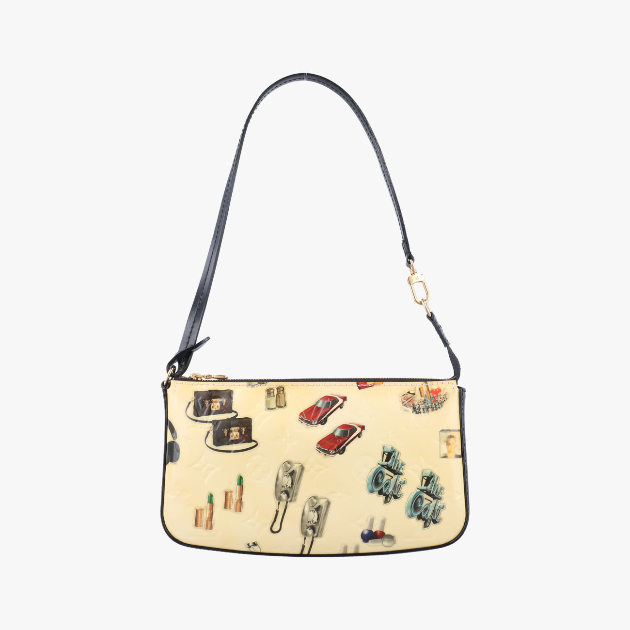 Pre-owned Louis Vuitton Pochette Accessoires Sticker White×multicolor Vernis M90928 handbag | stylenewstar