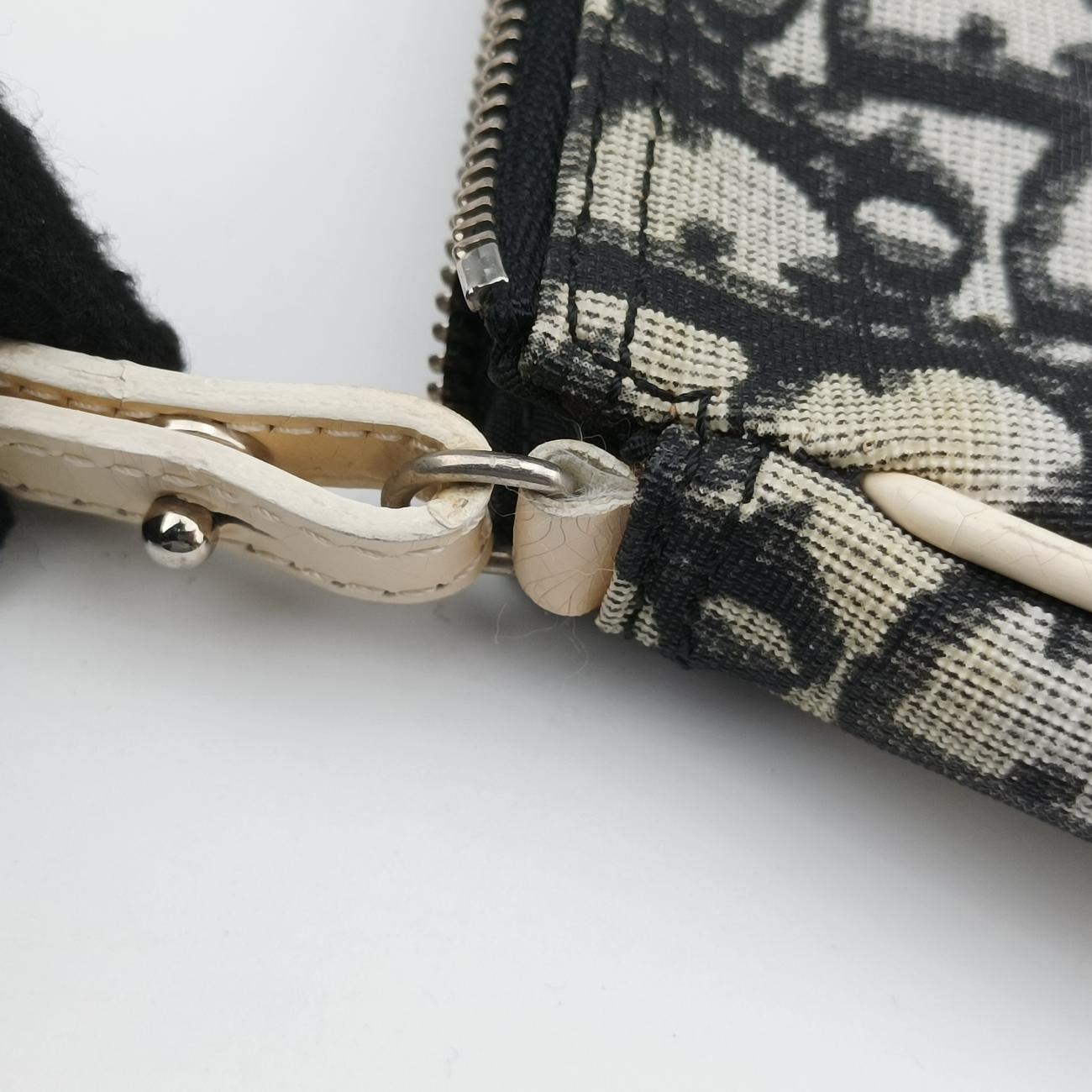 Pre-owned Christian Dior Saddle Black x Gray x White Jacquard  handbag | stylenewstar