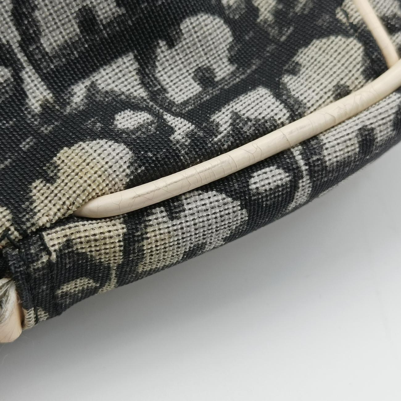 Pre-owned Christian Dior Saddle Black x Gray x White Jacquard  handbag | stylenewstar