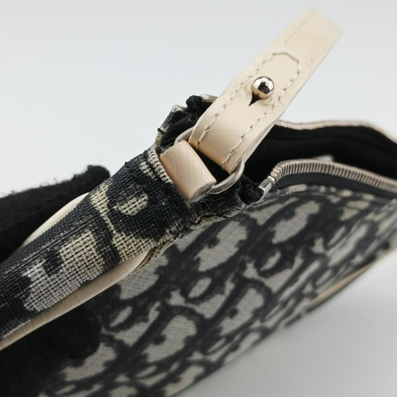 Pre-owned Christian Dior Saddle Black x Gray x White Jacquard  handbag | stylenewstar