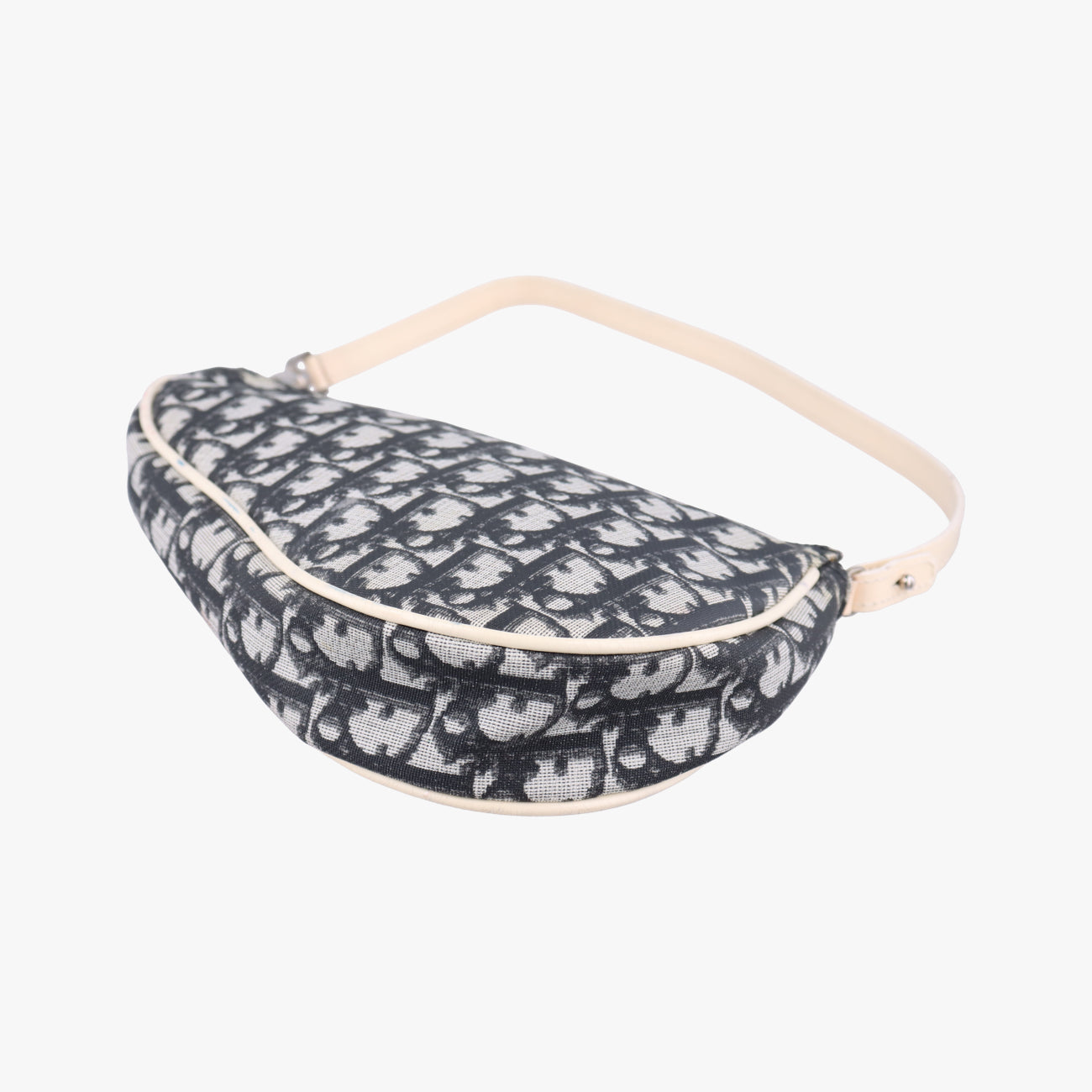 Pre-owned Christian Dior Saddle Black x Gray x White Jacquard  handbag | stylenewstar