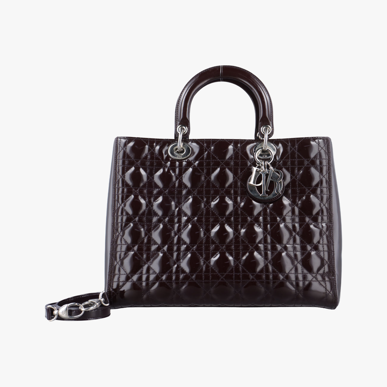 Pre-owned Christian Dior Lady Dior Purple patent  shoulderbag | stylenewstar