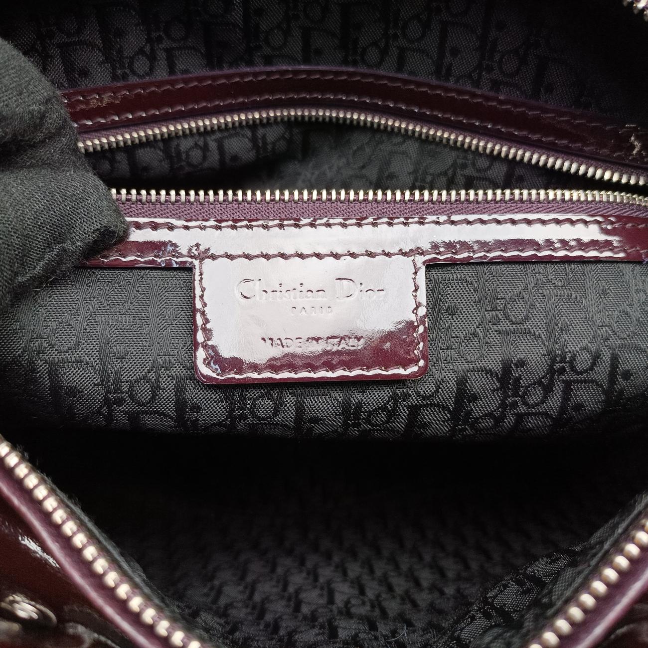 Pre-owned Christian Dior Lady Dior Purple patent  shoulderbag | stylenewstar