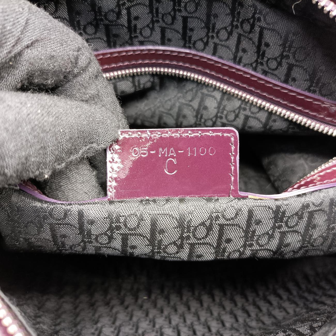 Pre-owned Christian Dior Lady Dior Purple patent  shoulderbag | stylenewstar