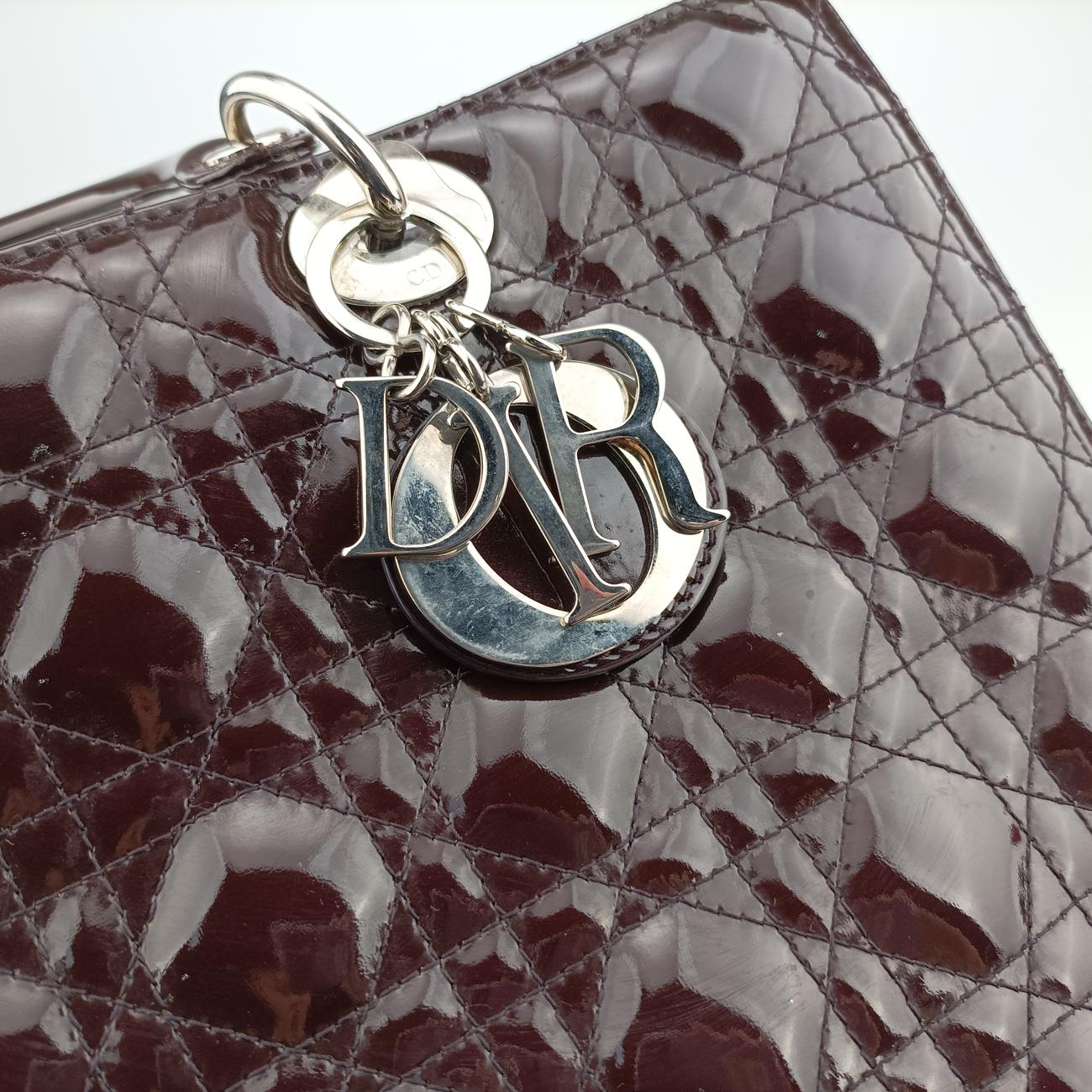 Pre-owned Christian Dior Lady Dior Purple patent  shoulderbag | stylenewstar