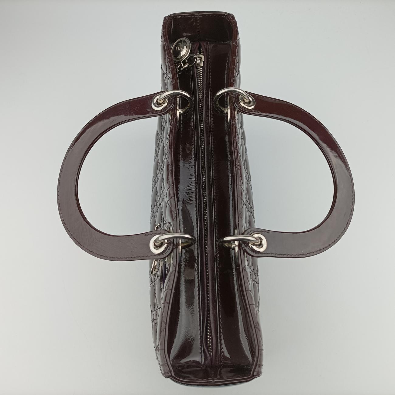 Pre-owned Christian Dior Lady Dior Purple patent  shoulderbag | stylenewstar