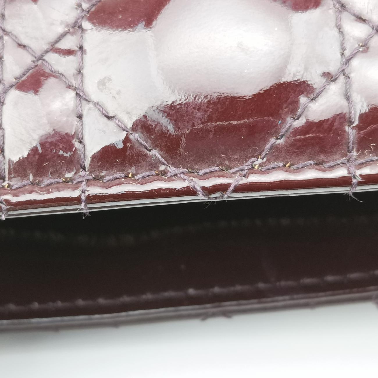 Pre-owned Christian Dior Lady Dior Purple patent  shoulderbag | stylenewstar