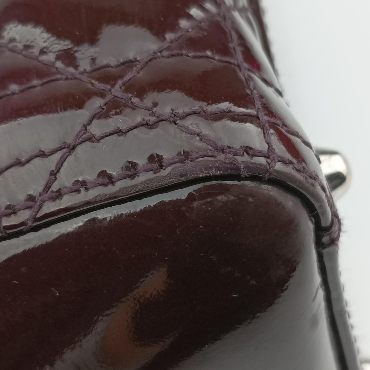 Pre-owned Christian Dior Lady Dior Purple patent  shoulderbag | stylenewstar