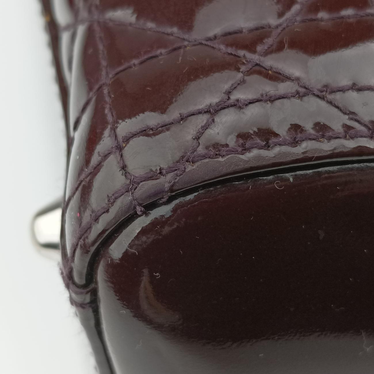 Pre-owned Christian Dior Lady Dior Purple patent  shoulderbag | stylenewstar