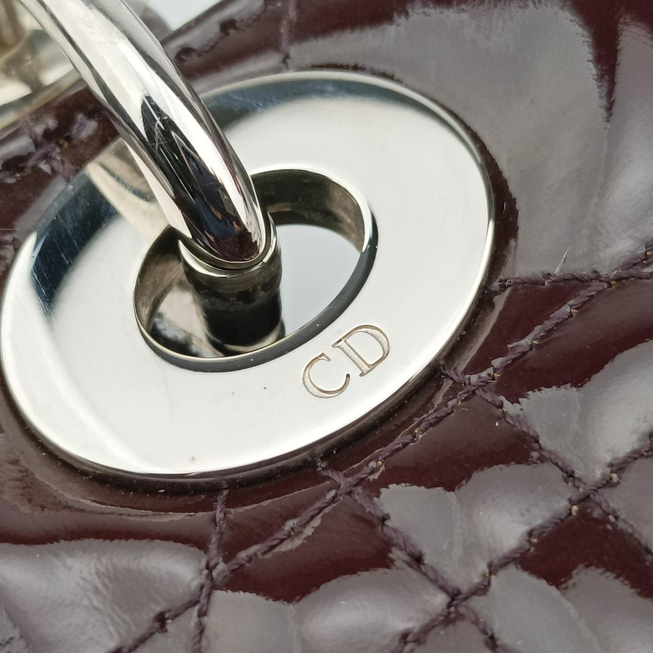 Pre-owned Christian Dior Lady Dior Purple patent  shoulderbag | stylenewstar