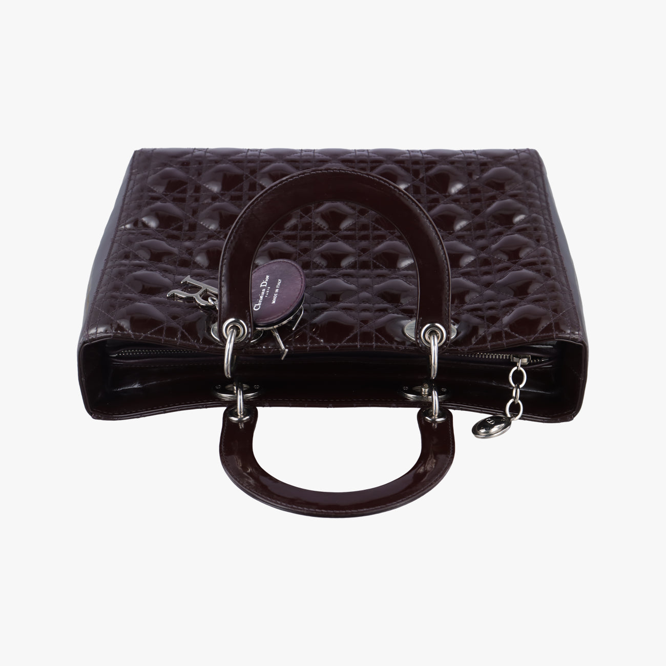 Pre-owned Christian Dior Lady Dior Purple patent  shoulderbag | stylenewstar