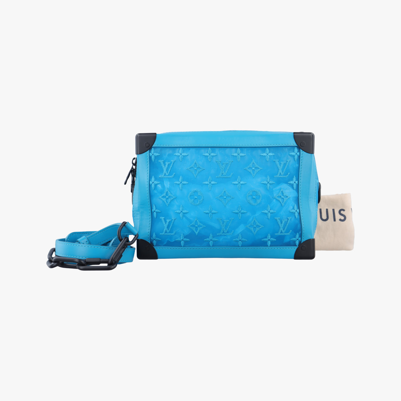 Secondhand Louis Vuitton Soft Trunk 2020SS TURQUOISE Mesh Leather M45074 shoulderbag | stylenewstar