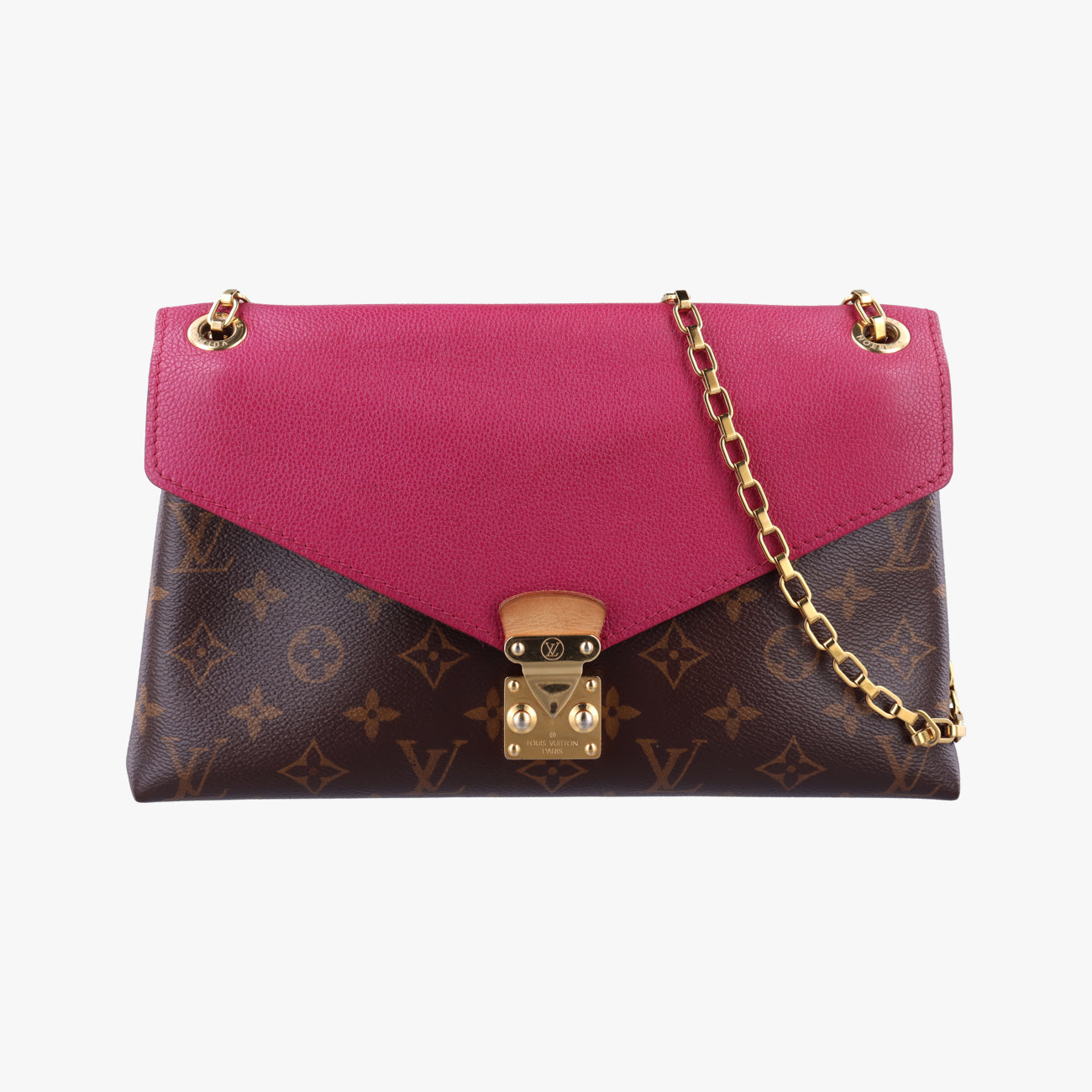 Secondhand Louis Vuitton PALLAS chain brown×Aurore Monogram Canvas×calf leather M41200 shoulderbag | stylenewstar