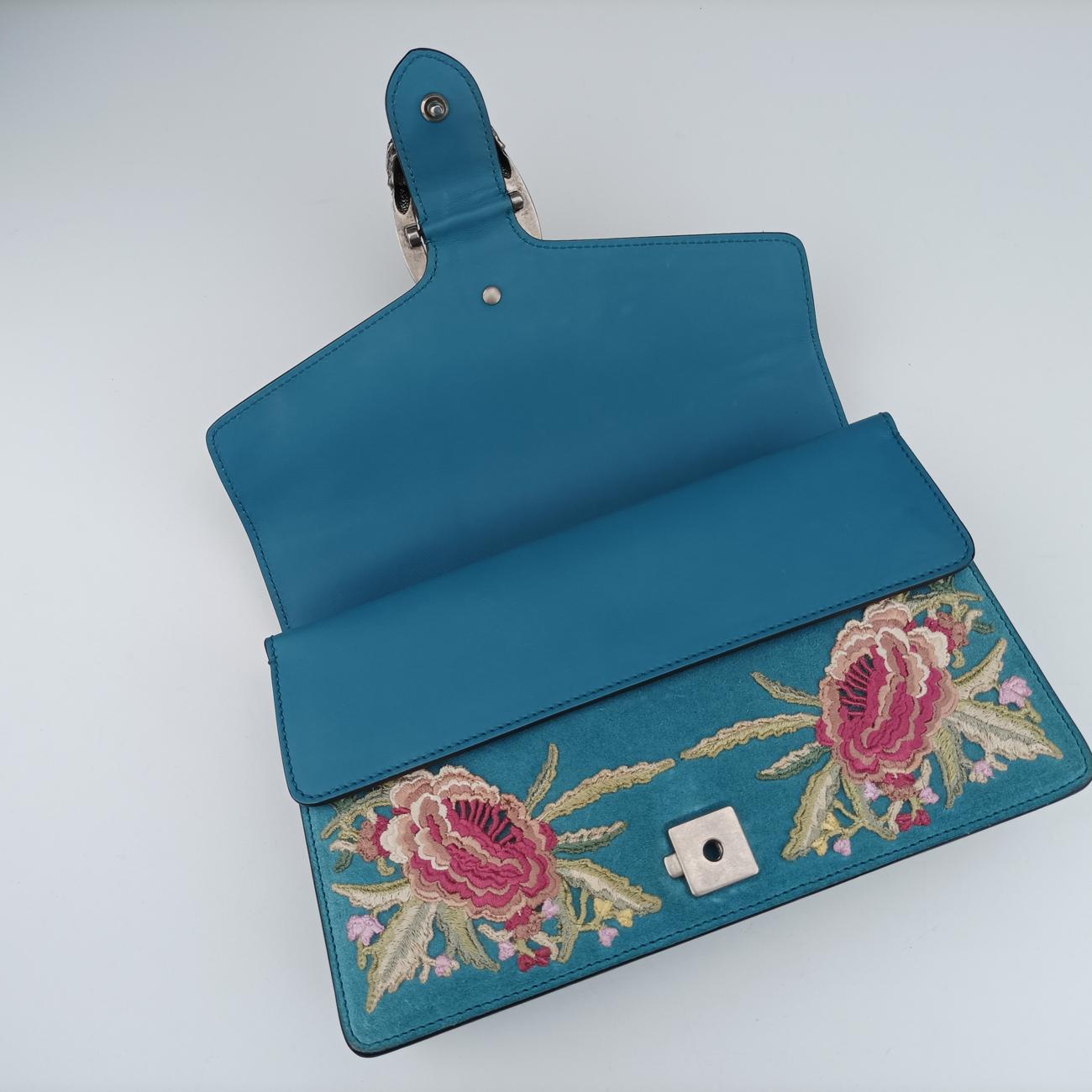 Pre-owned Gucci Dionysus Blue×Multicolour Suede 400249 shoulderbag | stylenewstar