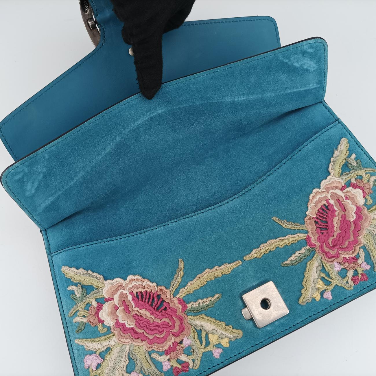 Pre-owned Gucci Dionysus Blue×Multicolour Suede 400249 shoulderbag | stylenewstar